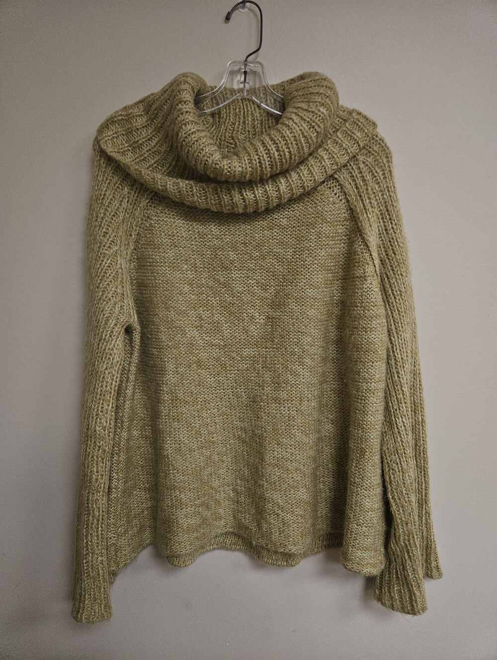 Wooden Ships Mohair Wool Blend Yellow Green Cowl Neck Pullover Sweater S/M